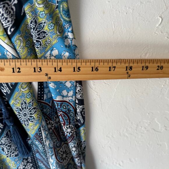 Christopher & Banks Y2K Size Medium Blue Artsy Hippie Above Knee Dress - Picture 8 of 9